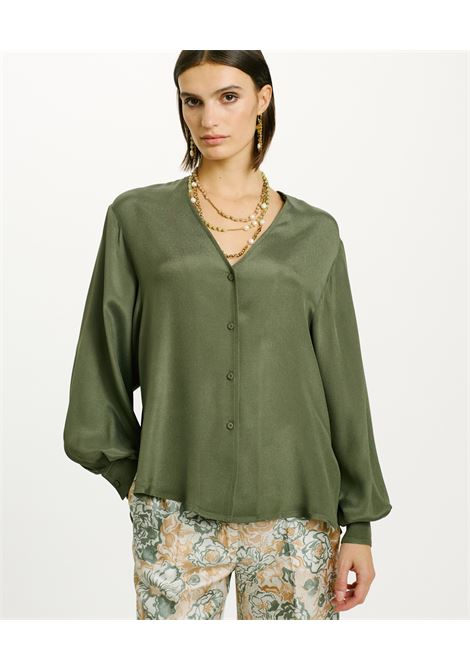 Camicia Lentinula Acetato Seta Crepe Unito - Verde Salvia MOMONI | Camicie | MOSH0010730