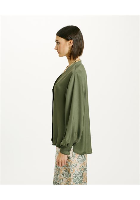 Camicia Lentinula Acetato Seta Crepe Unito - Verde Salvia MOMONI | Camicie | MOSH0010730