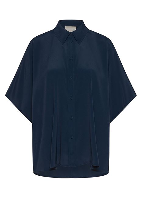 Brooklyn United Silk Acetate Shirt - Midnight Blue MOMONI |  | MOSH004LMM0870