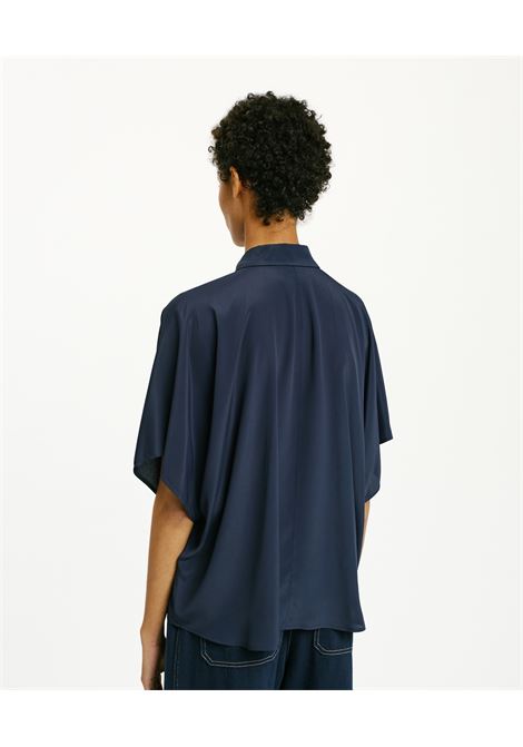 Brooklyn United Silk Acetate Shirt - Midnight Blue MOMONI |  | MOSH004LMM0870