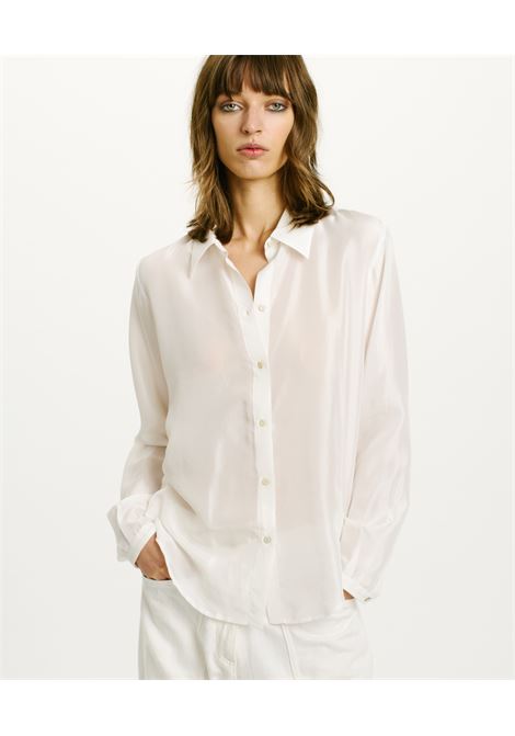 Alicia Shirt in Silk Habutai - Cream MOMONI |  | MOSH0070040