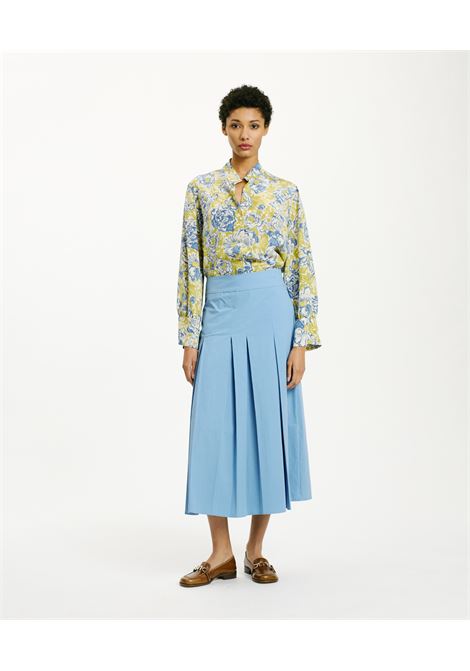 Franklin Shirt in Printed Crepe de Chine - Green/Blue MOMONI |  | MOSH008LMM7609