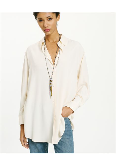 Hamacas Shirt in Silk Acetate - Cream MOMONI |  | MOSH0090040