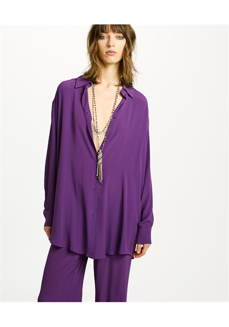 Hamacas Shirt in Silk Acetate - Purple MOMONI |  | MOSH0090465