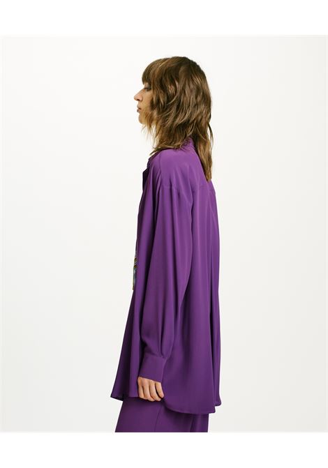 Hamacas Shirt in Silk Acetate - Purple MOMONI |  | MOSH0090465