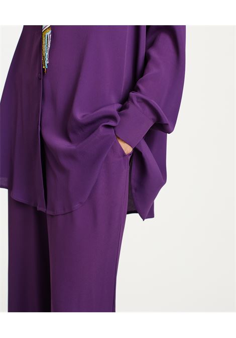 Hamacas Shirt in Silk Acetate - Purple MOMONI |  | MOSH0090465