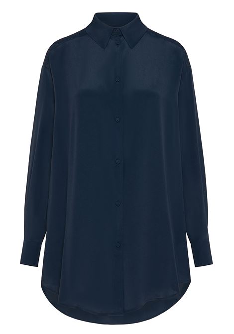 Hamacas Shirt in Silk Acetate - Midnight Blue MOMONI |  | MOSH0090870