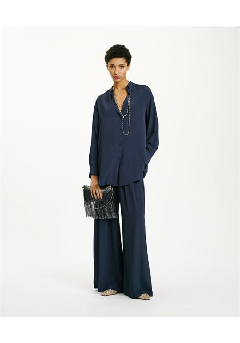 Hamacas Shirt in Silk Acetate - Midnight Blue MOMONI |  | MOSH0090870