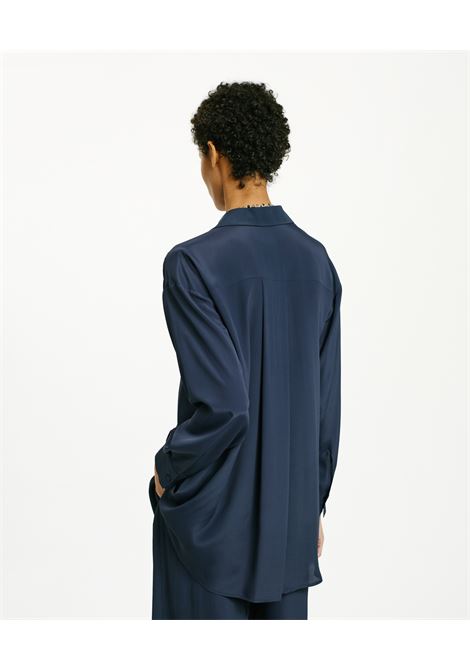 Hamacas Shirt in Silk Acetate - Midnight Blue MOMONI |  | MOSH0090870