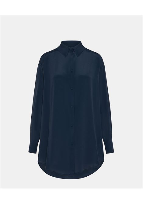 Hamacas Shirt in Silk Acetate - Midnight Blue MOMONI |  | MOSH0090870