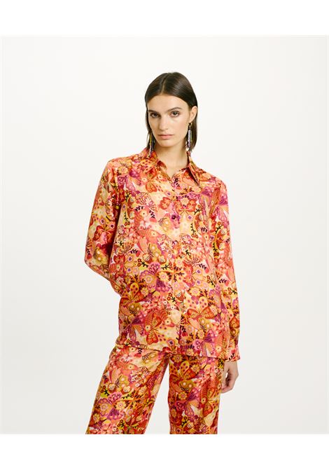 Papaya Shirt in Printed Silk Twill - Pink/Bordeaux MOMONI |  | MOSH0114021