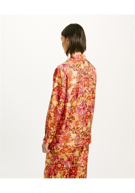 Papaya Shirt in Printed Silk Twill - Pink/Bordeaux MOMONI |  | MOSH0114021