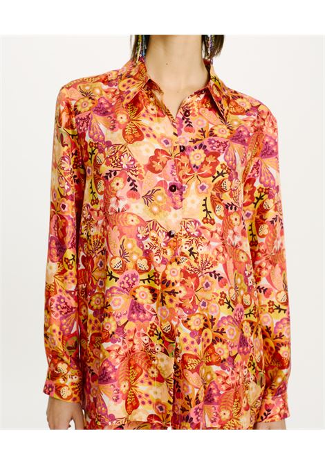 Papaya Shirt in Printed Silk Twill - Pink/Bordeaux MOMONI |  | MOSH0114021