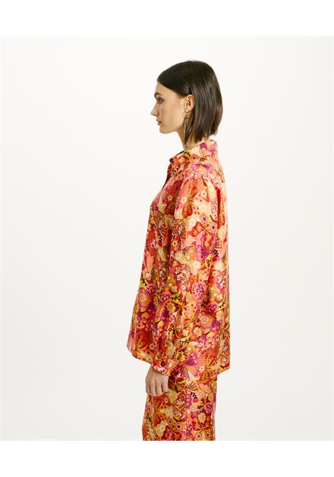 Papaya Shirt in Printed Silk Twill - Pink/Bordeaux MOMONI |  | MOSH0114021