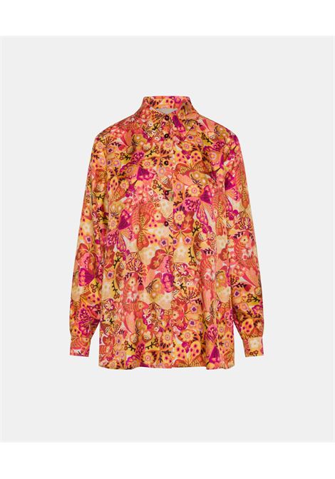 Papaya Shirt in Printed Silk Twill - Pink/Bordeaux MOMONI |  | MOSH0114021