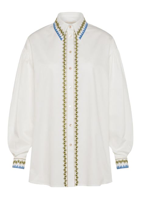 Pedreira Shirt in Embroidered Cotton Filafil - White MOMONI |  | MOSH0120016