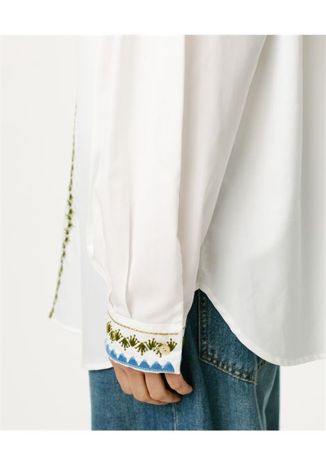 Pedreira Shirt in Embroidered Cotton Filafil - White MOMONI |  | MOSH0120016