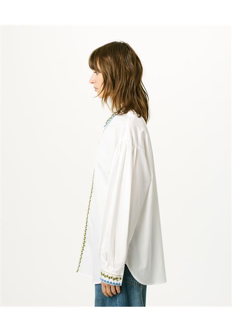 Pedreira Shirt in Embroidered Cotton Filafil - White MOMONI |  | MOSH0120016