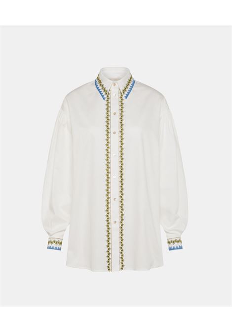 Pedreira Shirt in Embroidered Cotton Filafil - White MOMONI |  | MOSH0120016