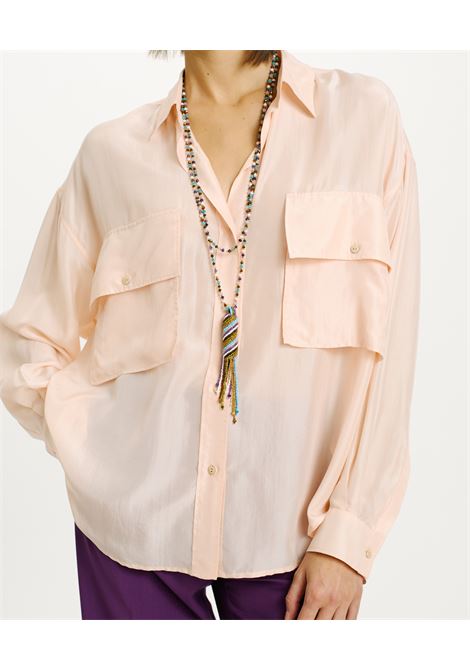 Pitanga Shirt in Silk Habutai - Blossom MOMONI |  | MOSH0130402