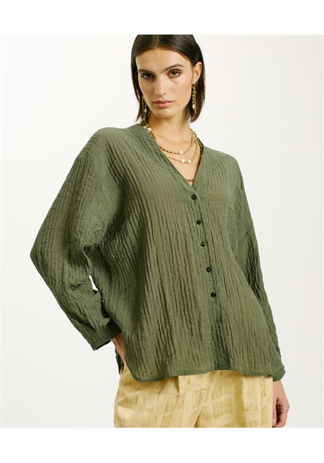 Serrania Shirt in Embossed Operated - Sage Green MOMONI |  | MOSH0140730