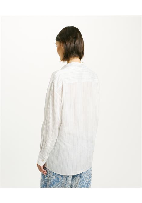 Titi Shirt in Viscose Silk/Cotton - Cream/Blue MOMONI |  | MOSH0151005