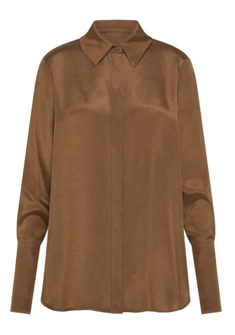 Tena Shirt in United Acetate Silk Crepe - Tobacco MOMONI |  | MOSH0190640