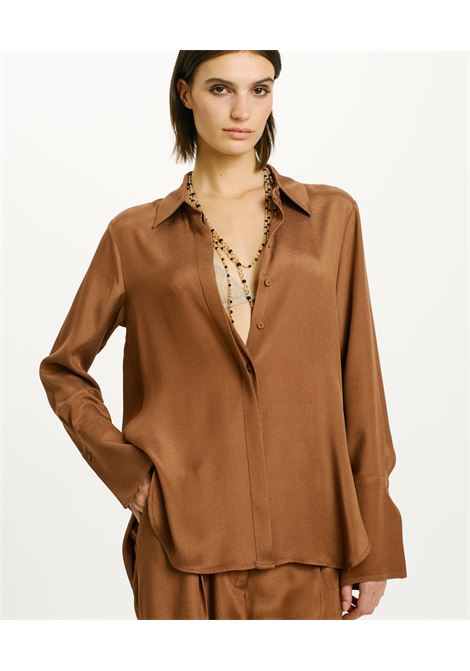 Tena Shirt in United Acetate Silk Crepe - Tobacco MOMONI |  | MOSH0190640