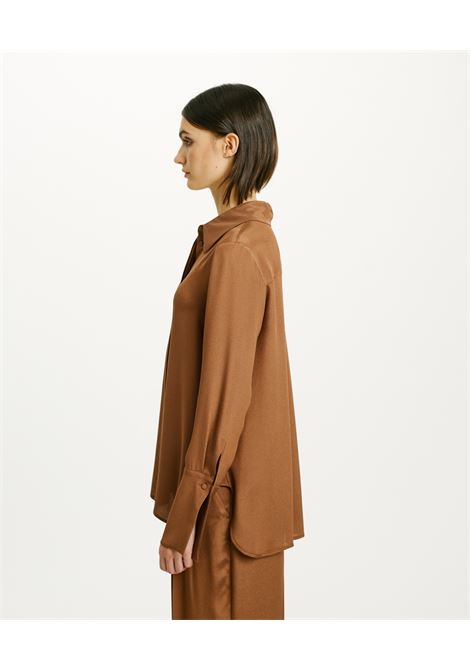 Tena Shirt in United Acetate Silk Crepe - Tobacco MOMONI |  | MOSH0190640