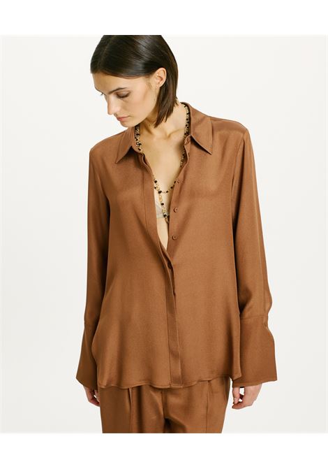 Tena Shirt in United Acetate Silk Crepe - Tobacco MOMONI |  | MOSH0190640