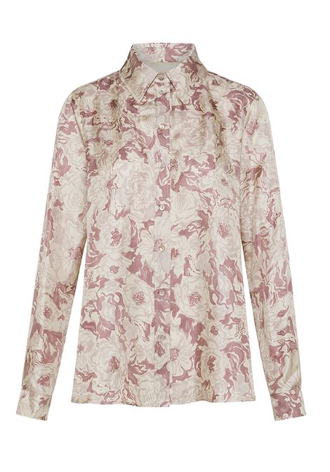 Arles Shirt in Printed Silk Twill - Pink/Beige MOMONI |  | MOSH022LMM4065