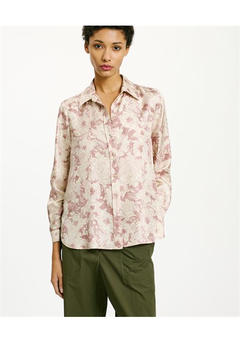 Arles Shirt in Printed Silk Twill - Pink/Beige MOMONI |  | MOSH022LMM4065