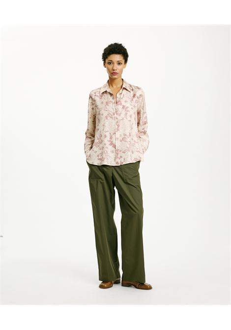 Arles Shirt in Printed Silk Twill - Pink/Beige MOMONI |  | MOSH022LMM4065