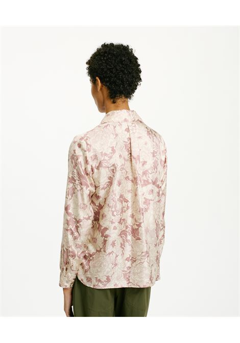 Arles Shirt in Printed Silk Twill - Pink/Beige MOMONI |  | MOSH022LMM4065