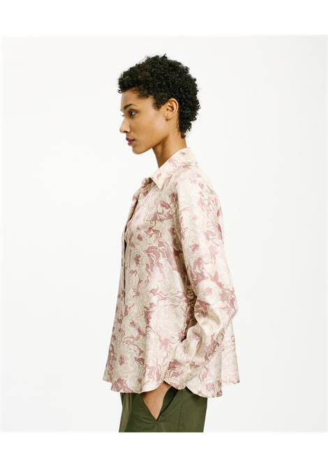 Camicia Arles in Twill di Seta Stampato - Rosa/Beige MOMONI | Camicie | MOSH022LMM4065