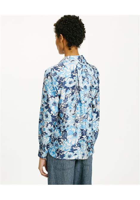 Arles Shirt in Printed Silk Twill - Blue/Bluette MOMONI |  | MOSH022LMM8085