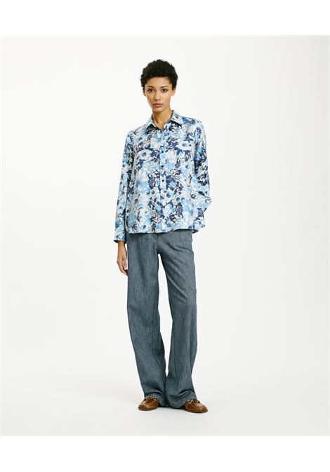 Arles Shirt in Printed Silk Twill - Blue/Bluette MOMONI |  | MOSH022LMM8085