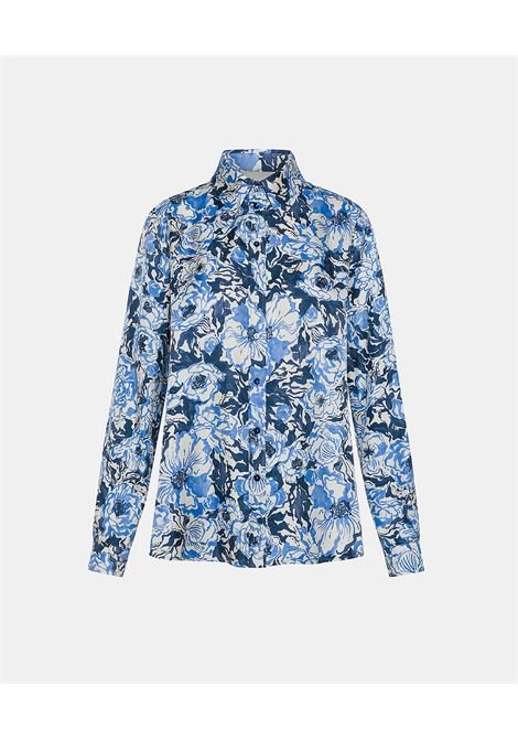 Arles Shirt in Printed Silk Twill - Blue/Bluette MOMONI |  | MOSH022LMM8085