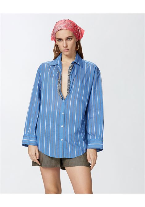 Blue striped shirt with jewel embroidery PINKO |  | 104708-A2ETEZZ