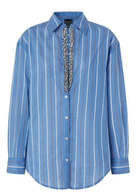 Blue striped shirt with jewel embroidery PINKO |  | 104708-A2ETEZZ